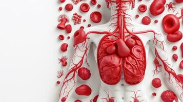 3D illustration mockup of the human organ system, Anatomy, Nervous, circulatory, digestive, excretory, urinary,and bone systems. Medical education concept, Generative AI illustration photo