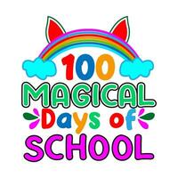 100 mágico dias de escuela. 100 dias colegio camiseta diseño. vector