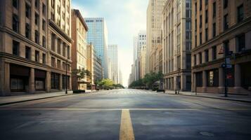 Classical architecture and urban roads, empty road in the city, Generative AI illustration photo