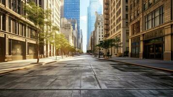 Classical architecture and urban roads, empty road in the city, Generative AI illustration photo