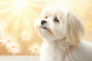 Close-up of cute dog with beautiful bokeh background, Generative AI illustration photo