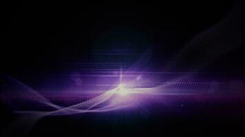 púrpura ligero y digital partículas ola fluir resumen fondo, tecnología blockchain conexión. 3d representación foto