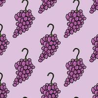 Bunch of purple grapes pattern tile. Grape product, vector illustration isolated on purple background.