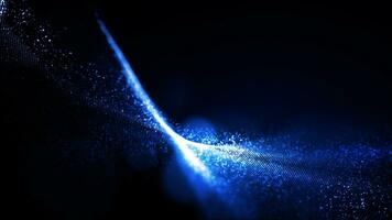 Technology Digital Blue Particles Flowing Defocused Abstract Background, 3d Rendering photo