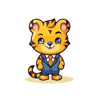 un dibujos animados Tigre vistiendo un traje y Corbata vector