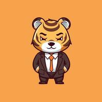 Cute tiger in a business suit and tie. Vector illustration.