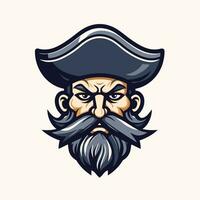 Logo design of Pirate captain with beard and mustache. Vector illustration for your design