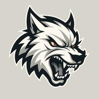 Illustration of a wolf head mascot isolated on a white background. vector