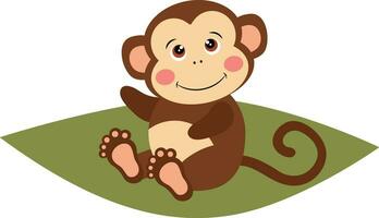 Cute happy monkey sitting on forest vector