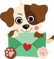 Cute dog holding a letter envelope vector