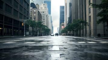 Classical architecture and urban roads, empty road in the city, Generative AI illustration photo