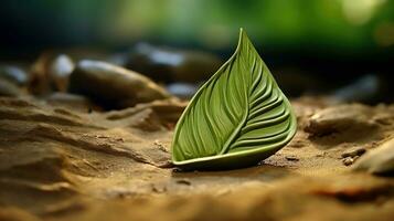 3d mockup leaf of tree and plant. Ecology, bio and natural products concept, Close up view of leaves composition, minimal style, Generative AI illustration photo