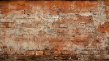 Old red brick wall background, abstract texture pattern backdrop, Generative AI illustration photo