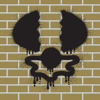 Fried egg graffiti with black spray paint on brick wall background vector