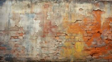 Old red brick wall background, abstract texture pattern backdrop, Generative AI illustration photo
