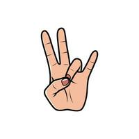 Seven Finger Hand Sign Isolated on a white background. Icon Vector Illustration.