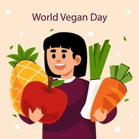 vector flat illustration for world vegan day celebration