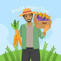 vector flat illustration for world vegan day celebration