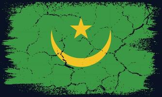 Free Vector Flat Design Grunge Mauritania Flag Background