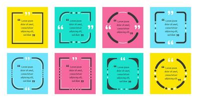 mega set of Quote box frame and speech bubble different shapes and colors elements in flat design. infographic and  text quotation design. text box comment frames in comma marks. vector