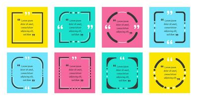 mega set of Quote box frame and speech bubble different shapes and colors elements in flat design. infographic and  text quotation design. text box comment frames in comma marks. vector