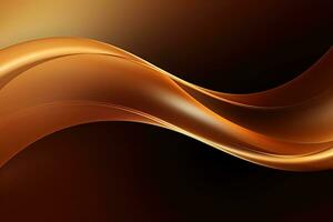 Simple dark brown background, wavy lines, gradient, glow. Generative AI photo