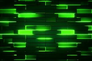 Abstract neon green background, cyber space, parallel universe, lines, stripes, glow. AI generated photo