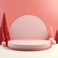 Winter Christmas background stage for product display. Generative AI photo