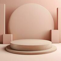 Empty minimalistic podium, stage, stand, pedestal for goods. Generative AI photo
