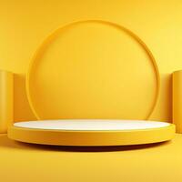 Empty minimalistic podium, stage, stand, pedestal for goods. Generative AI photo