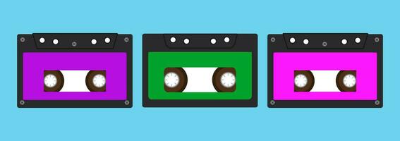 Nostalgia for the 90s with a set of old-fashioned cassettes vector