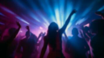 blur crowd dancing in nightclub. festive celebration background. generative AI photo