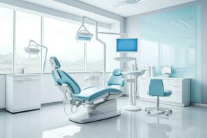 Modern dental office setup showcasing equipment background with empty space for text photo