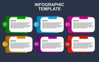 infographic template design with 6 steps. infographic design for presentations, banners, infographs and posters vector