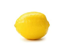 Single whole fresh beautiful yellow lemons isolated on white background with clipping path photo