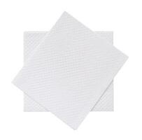 Top view of two folded pieces of white tissue paper or napkin in stack isolated on white background with clipping path. photo