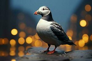 Puffin Fratercula arctica a charismatic and distinctive seabird species AI Generated photo