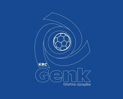 krc Genk club logo símbolo blanco Bélgica liga fútbol americano resumen diseño vector ilustración con azul antecedentes