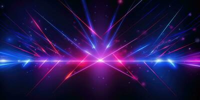 Dynamic Neon Art, Abstract Geometric Elements - Vibrant Neon Glow with Techno Power Lines - AI Generative photo