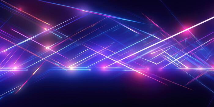 Futuristic Neon Magic, Glowing Geometric Abstract - Dynamic Lines and High-Tech Energy Impulse - AI Generative photo
