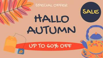 Autumn Sale Promotion poster template. Website or banner template. vector