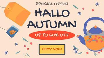 Autumn Sale Promotion poster template. Website or banner template. vector