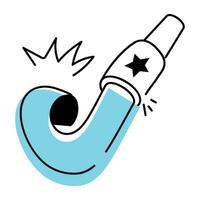 Party blower hand drawn icon vector