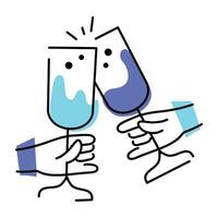 Catchy doodle icon of wine cheers vector