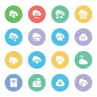 Set of Cloud Data Hosting Flat Icons vector