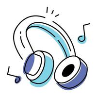 A doodle icon of music headphones vector