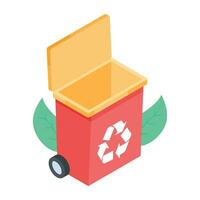 An icon of recycle bin in isometric style vector