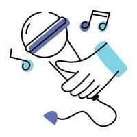 A doodle icon of singing mic vector