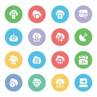 Set of Cloud Computing and Online Services Flat Icons vector