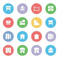 Buildings and Furniture icons vector